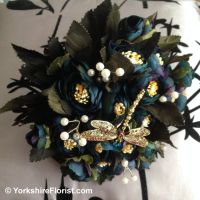 blue camelia dragonfly jewellery posy