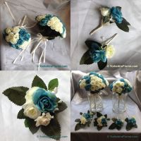ivory & blue wedding flowers