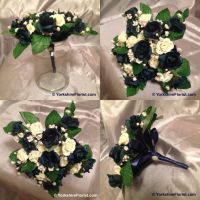 navy ivory roses posy