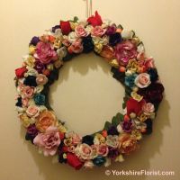 Ring of Roses silk flower door wreath