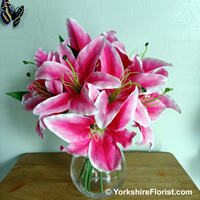 silk flower arrangement hot pink oriental stargazer lilies