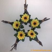 wooden star with yellow silk sunflowers